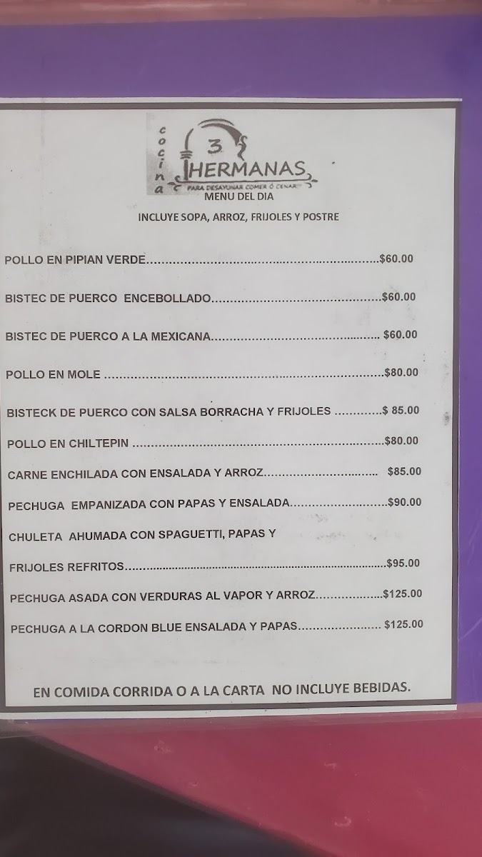 Restaurante Las Tres Hermanas Menu - Image 1